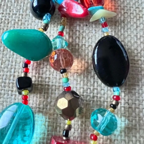 Muti Semi precious stones and Glass 3 Strands .925 Findings - Picture 6 of 11